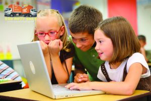 Children and laptop